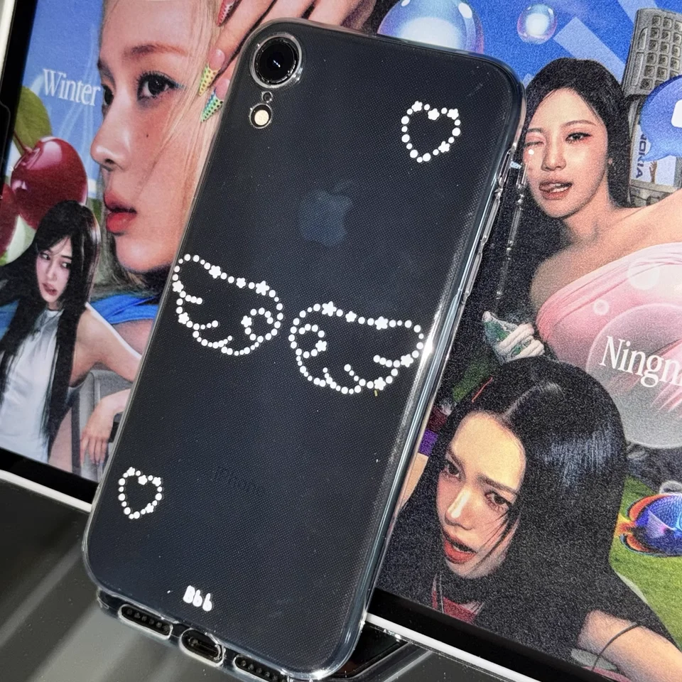 Korean Lifestyle Aesthetic - 韓国風キュートなエンジェルウィングとハートのスマホケース iPhone 16/15/14/13/12/11 Pro/XR/X/Xs Max/7/8 Plus/Mini対応