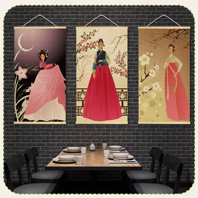 韓国バーベキュースタイルの壁掛け絵画、韓国風竹製カーテン、レ - Korean Lifestyle & Kids Boutique Photos のレビューと価格