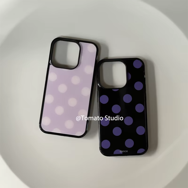 韓国風ファッション パープルポルカドット ドロップグルー ス - Korean Lifestyle Aesthetic のレビューと価格