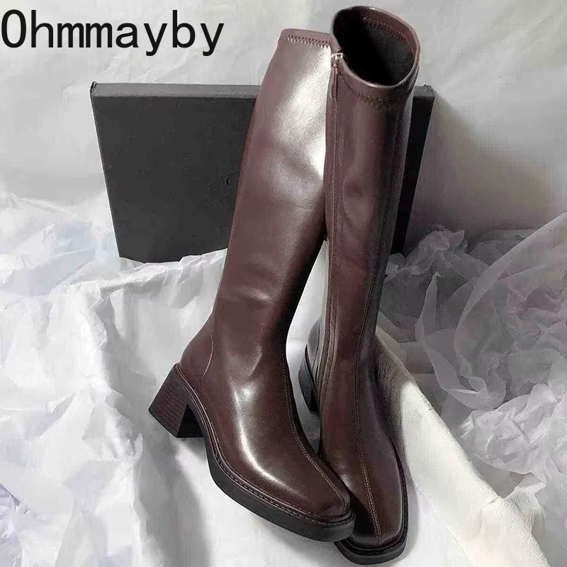 ヴィンテージ厚いヒールの女性のニーハイブーツファッションサイ - Korean Lifestyle Aesthetic のレビューと価格