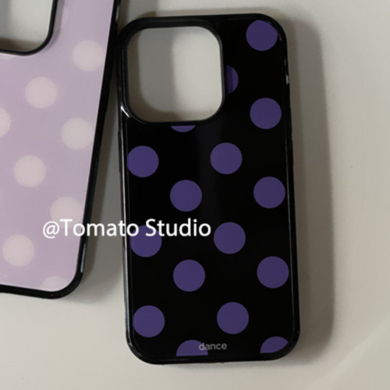 韓国風ファッション パープルポルカドット柄 iPhoneケー - Korean Lifestyle Aesthetic のレビューと価格