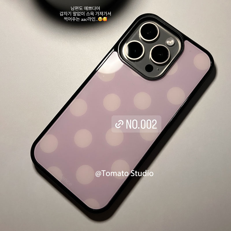 韓国風ファッション パープルポルカドット柄 iPhoneケー - Korean Lifestyle Aesthetic のレビューと価格
