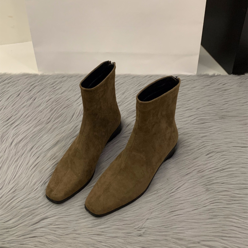 2025年ピーチカラー バックジップ ヌードブーツ - ファ - Korean Lifestyle Aesthetic のレビューと価格