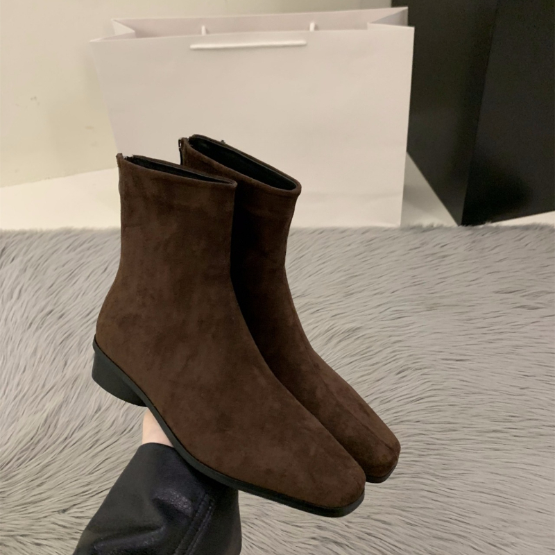 2025年ピーチカラー バックジップ ヌードブーツ - ファ - Korean Lifestyle Aesthetic のレビューと価格