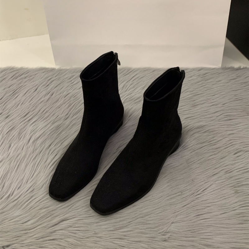 2025年ピーチカラー バックジップ ヌードブーツ - ファ - Korean Lifestyle Aesthetic のレビューと価格